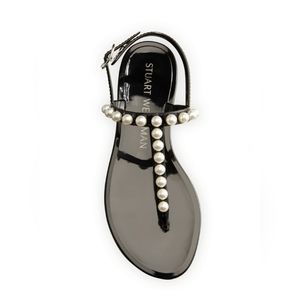 Stuart Weitzman Goldie Pearly Jelly Sandals (Black, Size 10)